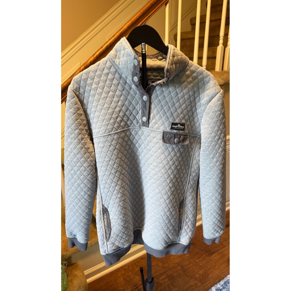 Simply Southern Womens Quilted Snap Pullover Sweater Gray XL